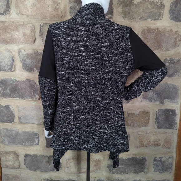 Bnci Waterfall Open Front Sweater Woman's Size Medium Black Gray Long Sleeve - Picture 6 of 13